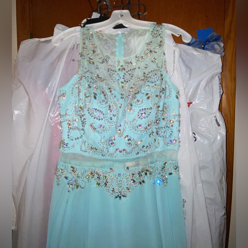 Teal/Blue Rhinestone Beaded Dress
